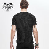 Punk Darkness Tattered Striped Summer Men Short Sleeved T Shirt