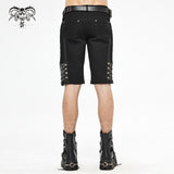 Pt140 Punk Rough Rope Mesh Spliced Men Fifth Trousers