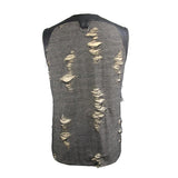 Summer Tattered Lace Up Broken Line Sleeveless Men Punk Vest