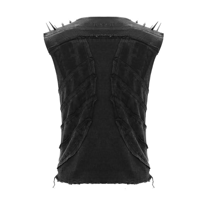 Summer Punk Rock Patchwork Unedged Distressed Men Vest