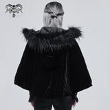 'Sweet Oblivion' Gothic Cape With Fur Lined Hood (Black)