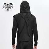 Devil Fashion Designer Asymmetric Tatters Worn Out Hooded Winter Shirts