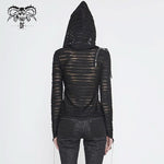 Tt147 Two Wear Basic Hooded T Shirt With Diagonal Zipper