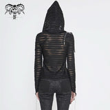 Tt147 Two Wear Basic Hooded T Shirt With Diagonal Zipper