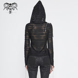 Tt147 Two Wear Basic Hooded T Shirt With Diagonal Zipper