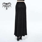 Stretchy Gothic Pattern Cross Shaped Mesh Splicing Sexy Ladies Velvet Long Half Skirt