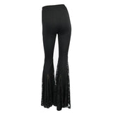 Gothic Women Cross Decoration Knit Lace Bell Bottoms Pants