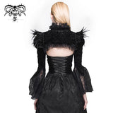 Lace Horn Sleeve Velveteen Feather Gothic Sexy Women Shawl