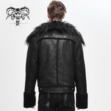 Decadent Punk Warm Spiked Fur Collar Men Wool Short Jacket With Loops