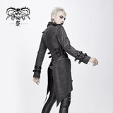 Five Pointed Star Spiked Zipper Up Punk Mesh Women Coat With Loops