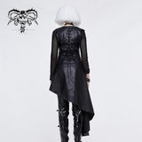 Zipper Up Asymmetric Sleeveless Women Punk Rock Mid Length Leather Dress