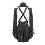 Sexy Women Hollow Out Design Fetish Leather Dress Shirts With Straps