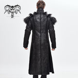 Short Front And Long Back Punk Fur Warm Men Coat With Detachable Cape Collar