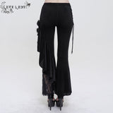 'Last Flight' Gothic Asymmetric Flared Pants (Black)