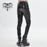 Devil Fashion Kneepad Tight Cyberpunk Fetish Men Patent Leather Trousers