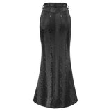 Skt124 Snakeskin Pattern Symmetrical Slit Skirt