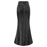 Skt124 Snakeskin Pattern Symmetrical Slit Skirt