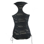 Tt113 Summer Punk Women Broken Holes Vest