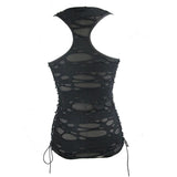 Tt113 Summer Punk Women Broken Holes Vest