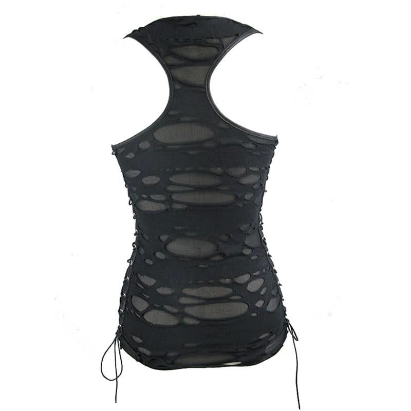 Tt113 Summer Punk Women Broken Holes Vest
