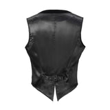 Gothic Wedding Bridegroom Napoleon Collar Pleated Asymmetrical Men Black Waistcoats