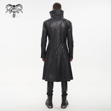 'Villain Blues' Punk Faux Leather Trench Coat (Black)