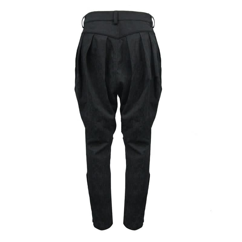 European Stylish Gothic Jacquard Oversize Black Breeches Men Trousers