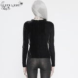 Ett024 Beaded Rib Fake Shawl Long Sleeve T Shirt