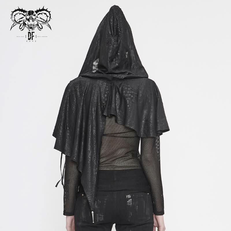 Ca021 Dark Thin Hooded Small Shawl