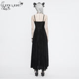 Eskt032 Burgundy Gothic Sling Dress