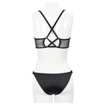 Sst016 Vertical Stripes Bat Shaped Swimsuit