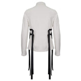 'Thisbe' Punk Long Sleeve Shirt With Nylon Straps (Chalk)