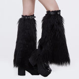 Boots Accessory Adjusted Leather Loop Women Fur Punk Leg Warmer