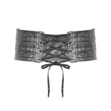 Punk Metallic Armor Silver Lace Up Men Leather Belts