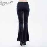 'Negative Nancy' Gothic Velvet Flared Pants With Lace