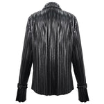 Sht05501 Cyberpunk Bright Black Pleated Blouse