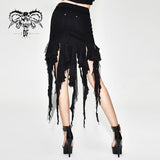 Streetwear Irregular Strip Tattered Fitted Waist Sexy Women Unedge Half Package Hip Skirts