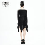 'Roar' Gothic Dress With Distressed Hemline And Cuffs