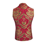 Devil Fashion Pirate Costume Gothic Patterned Red And Gold Men Short Fitted Waistcoats