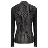 Tt172 Cyberpunk Flocking Printing Basic Mesh T Shirt