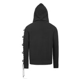 Darkness Asymmetrical Sleeves Designer Men Punk Hooded Sweater With Loops