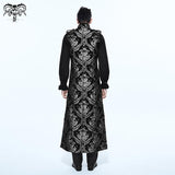 Black And Silver Palace Floral Men Long Waistcoat