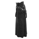 High Side Slit Design Japanese Sexy Girls Black Half Skirts With Adjusted Loops