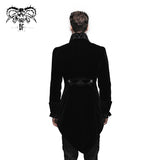 Western Fashion Gothic Embroidered Collar Black Men Velveteen Tuxedo