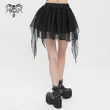 'Sabbath' Flared Mesh Punk Skirt