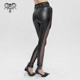 Pantalon Punk en Maille et Simili Cuir 'Perfect Blue'