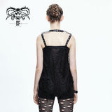 Summer Lace Up Shoulder Nailed Leather Loops Punk Women Halter Vest