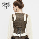 Coffee Steampunk Shapewear Sexy Women Lace Up Slim Waistcoats