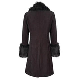 'Master Of Death' Gothic Fur Collar Coat (Wine)