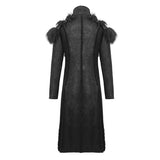 Short Front And Long Back Punk Fur Warm Men Coat With Detachable Cape Collar